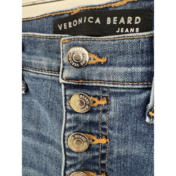 Veronica Beard Size 26 Debbie High Rise Skinny Jeans Button Fly Blue Preppy - Picture 9 of 11